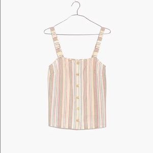 Madewell cream rainbow stripe button front tank